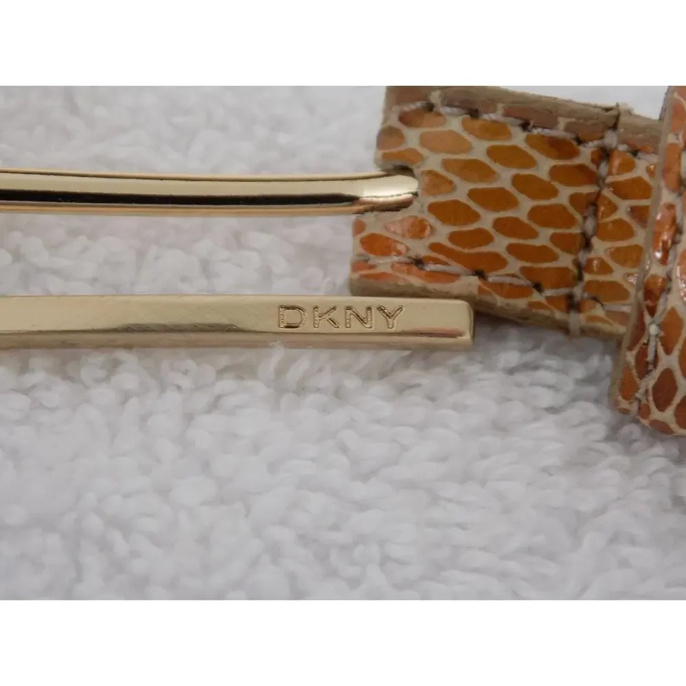 DKNY Italian calfskin leather snakeskin skinny belt size Small